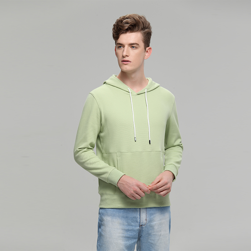 豆绿色秋冬季卫衣定制