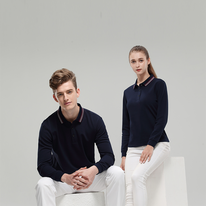 藏蓝长袖T恤衫定制