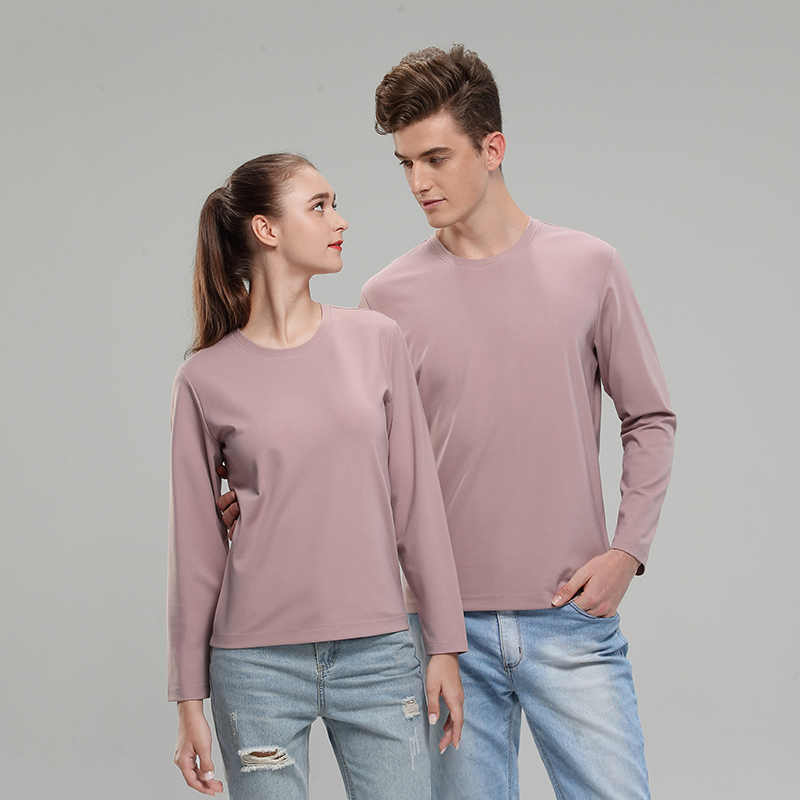 粉紫长袖T恤衫定制