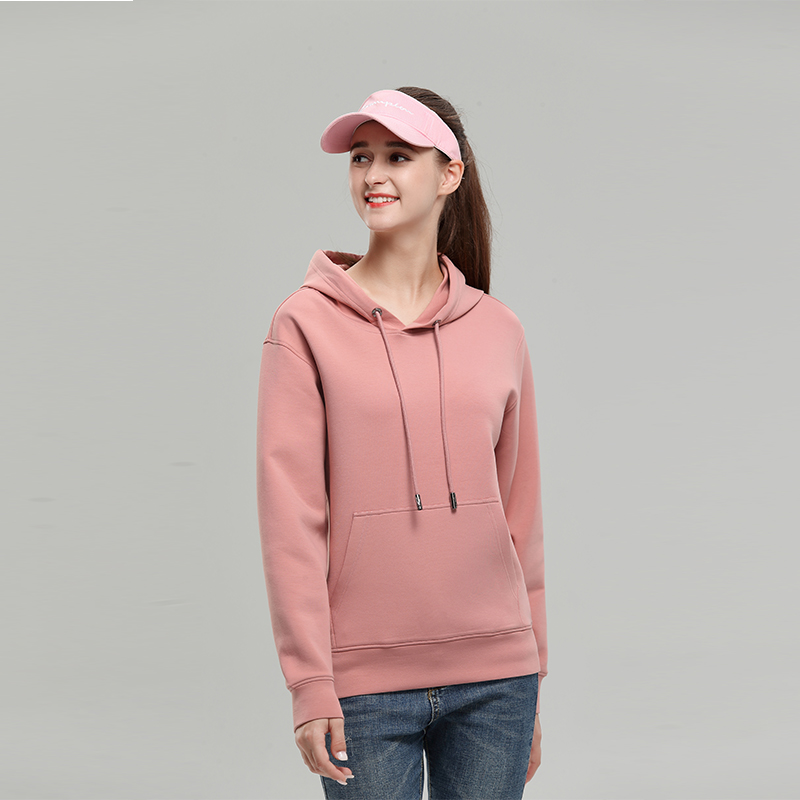 虾红色秋冬季卫衣定制