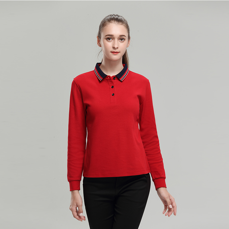 大红长袖T恤衫定制