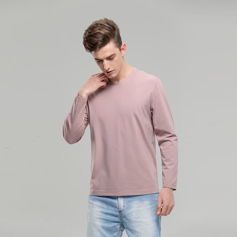 粉紫长袖T恤衫定制
