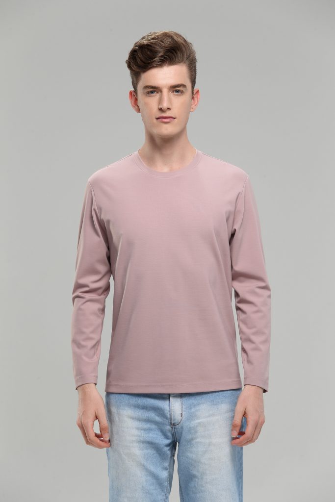 粉紫长袖T恤衫定制